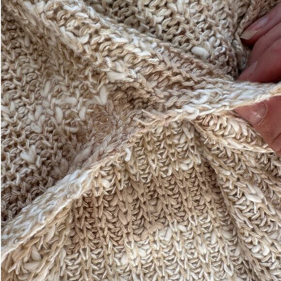 Lovestitch Marble Tan & Taupe Stripe Loose Knit Hi-Low Sweater M - Picture 12 of 14